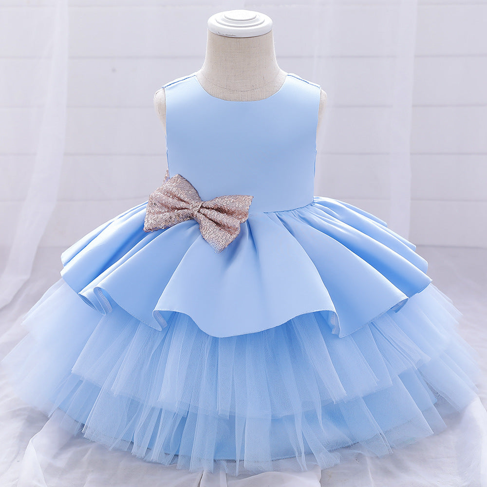 Cute Baby Girl A-Line Sequin Princess Dress Tea Length for Party & Wedding