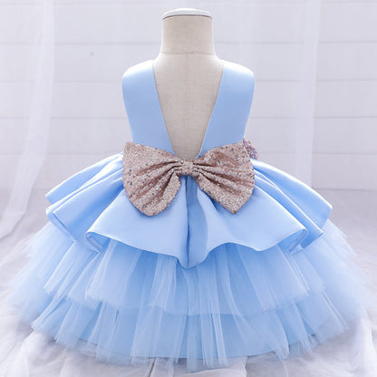 Cute Baby Girl A-Line Sequin Princess Dress Tea Length for Party & Wedding