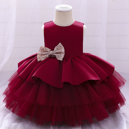 Cute Baby Girl A-Line Sequin Princess Dress Tea Length for Party & Wedding