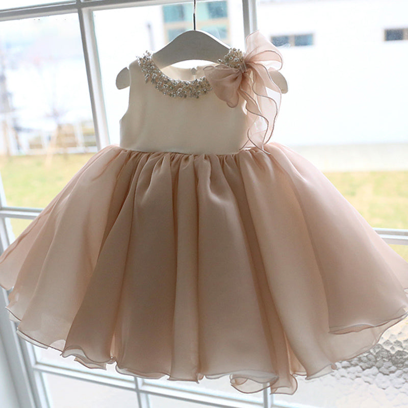 Light Pink Sequin Tiered Dress for Girls – Party, Wedding & Formal