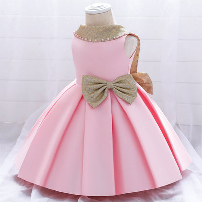 Toddler A-Line Princess Dress with Bowknot & Sequins – Cute Baby Girl Party Outfit