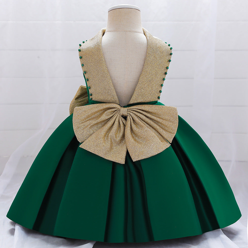 Toddler A-Line Princess Dress with Bowknot & Sequins – Cute Baby Girl Party Outfit