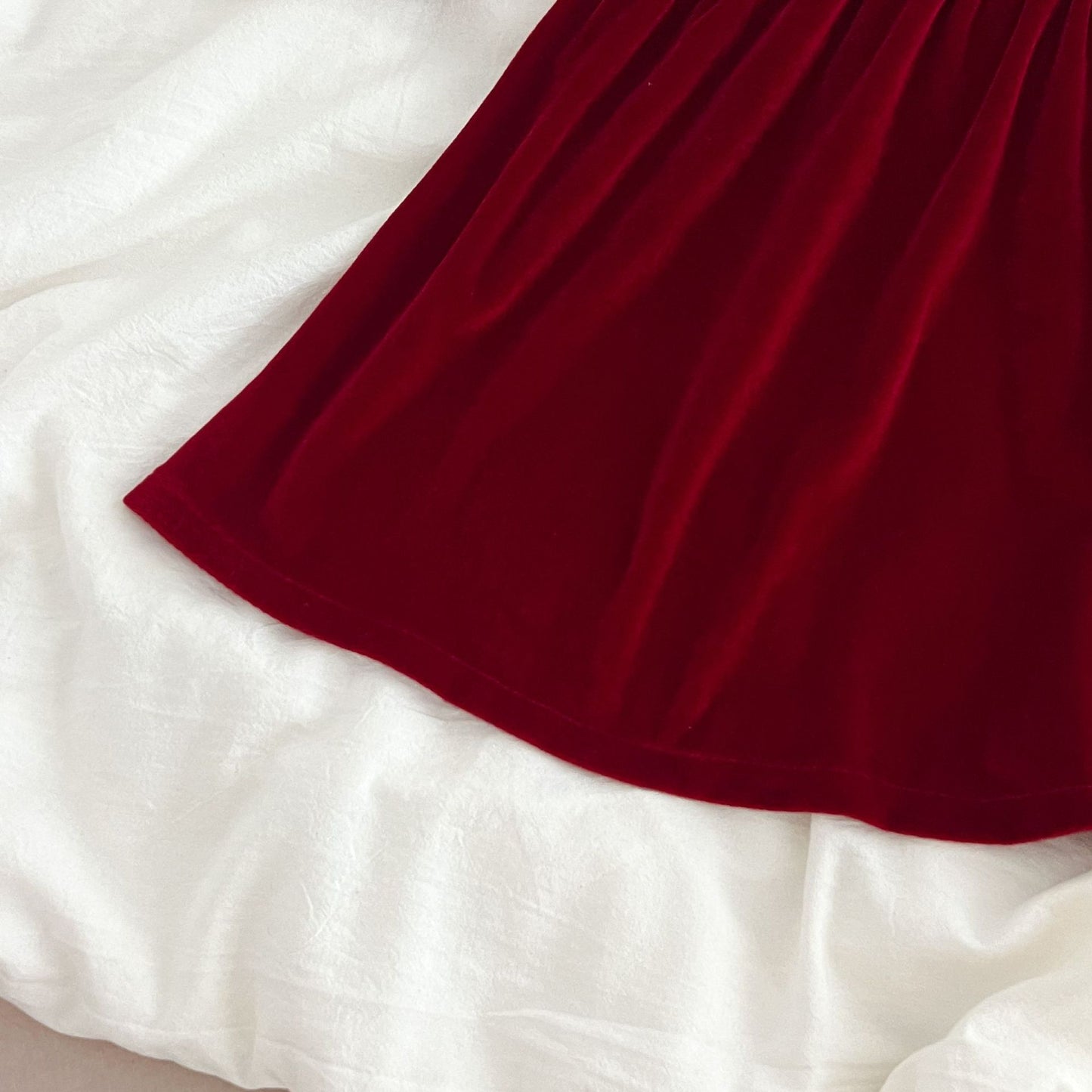 Burgundy Velvet Lace A-Line Dress for Girls | Long Sleeve Princess Party Dress