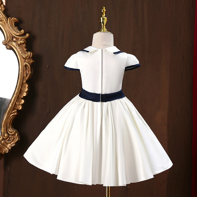 White Princess A-Line Dress for Girls | Collar & Button | Special Occasion Outfit