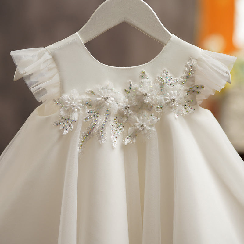 White Flower Girl Dress - Kids Tulle Princess Party Dress, Ages 1-12