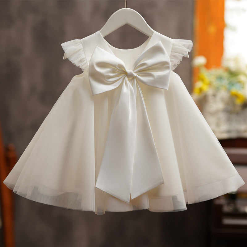 White Flower Girl Dress - Kids Tulle Princess Party Dress, Ages 1-12