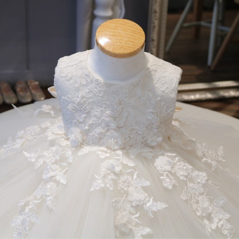 White Flower Girl Tulle Dress for Parties, Weddings, and Formal Occasions