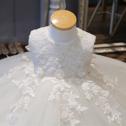 White Flower Girl Tulle Dress for Parties, Weddings, and Formal Occasions