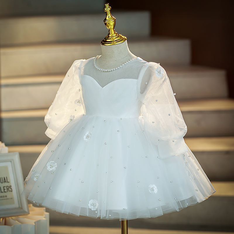 White Puffy Princess Dress for Girls – Christening, Wedding & Party