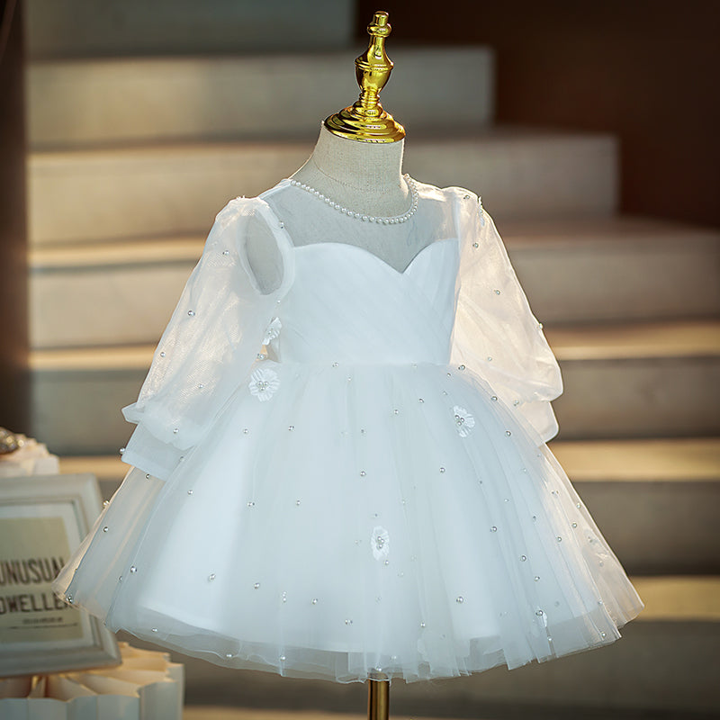 White Puffy Princess Dress for Girls – Christening, Wedding & Party