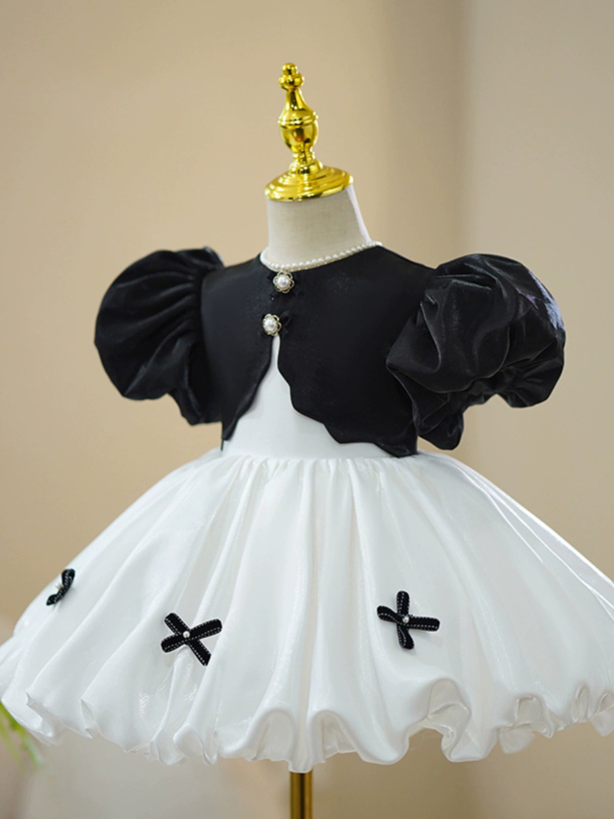 White Organza Puffy Flower Girl Dress | Princess Knee-Length Party Dress for Kids