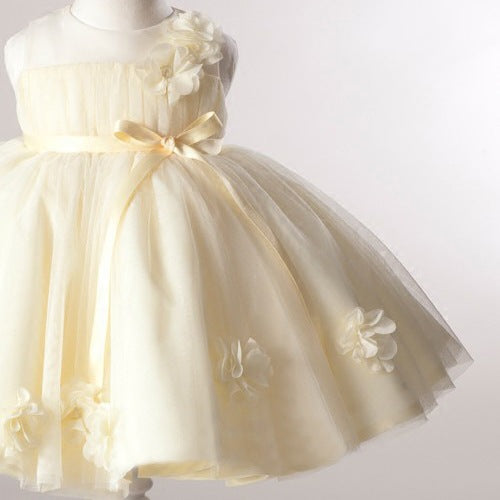 Yellow A-Line Tulle Flower Girl Dress | Sleeveless Illusion Princess Dress for Parties & Weddings