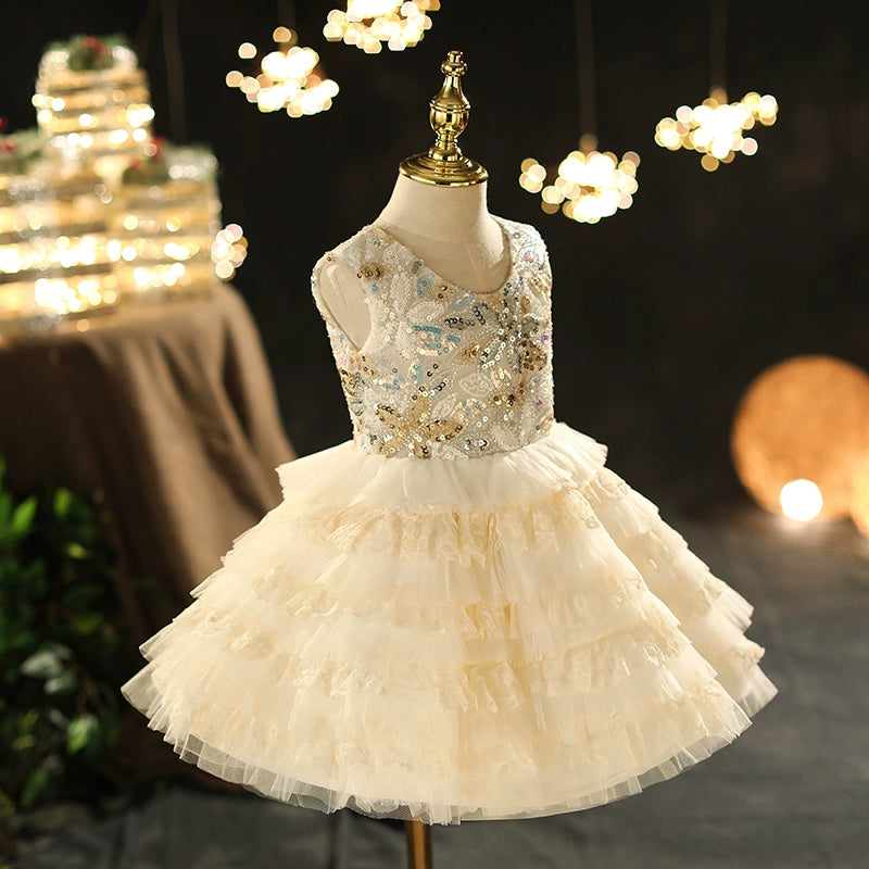 Princess White Tulle Back Zip Baptism Lace Tea Length Sleeveless Scoop Flower Girl Dress